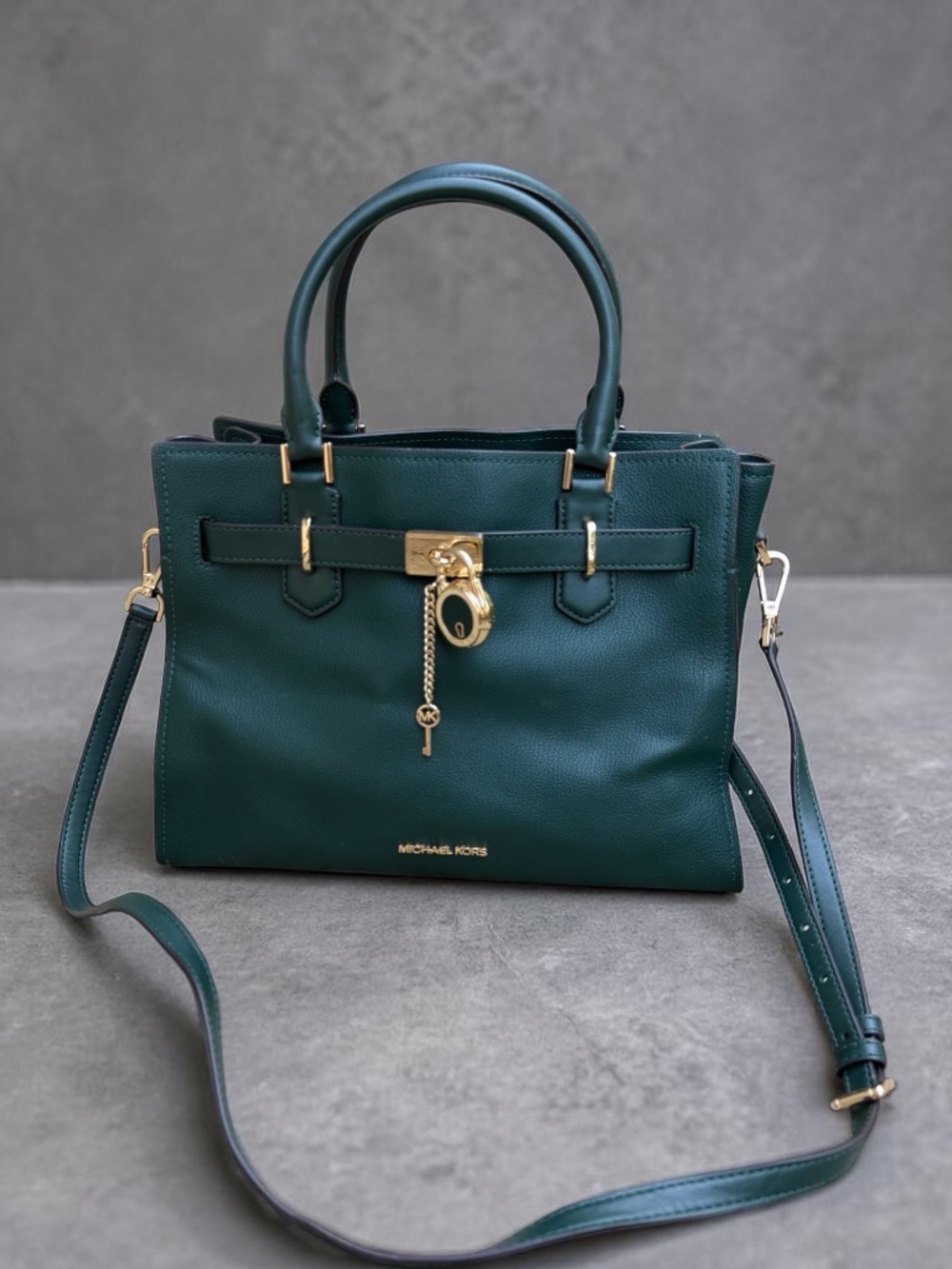 Michael Kors Hamilton Medium Leather Satchel Green